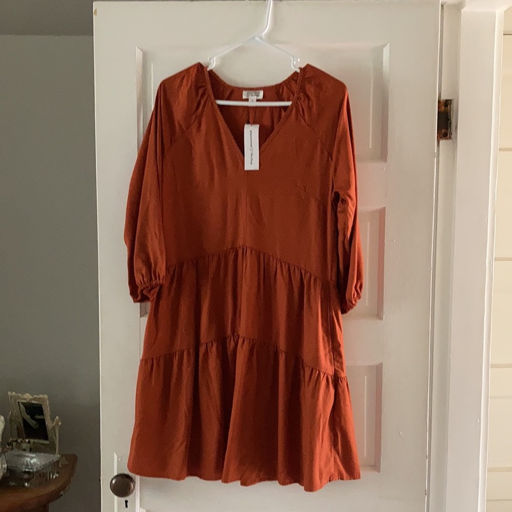 The Drop Women's Raglan Sleeve Tiered Dress